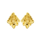 Boucles d’oreilles puces éventail froissé en acier PVD doré