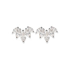 Boucles d’oreilles puces éventail de navettes en argent 925 et zircons