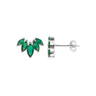 Boucles d’oreilles puces éventail de navettes vertes en argent 925