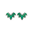 Boucles d’oreilles puces éventail de navettes vertes en argent 925