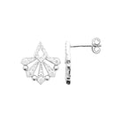 Boucles d’oreilles puces éventail serti de zircons en argent 925 rhodié