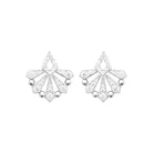 Boucles d’oreilles puces éventail serti de zircons en argent 925 rhodié