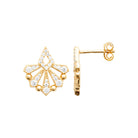 Boucles d’oreilles puces éventail serti de zircons en plaqué or
