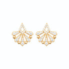 Boucles d’oreilles puces éventail serti de zircons en plaqué or