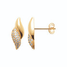 Boucles d’oreilles puces flamme mi-pavée de zircons en plaqué or