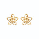 Boucles d’oreilles puces fleur ajourée à cinq pétales en plaqué or