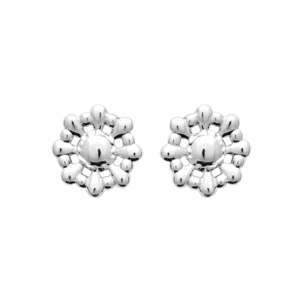 Boucles d’oreilles puces fleur de billes en argent 925 rhodié