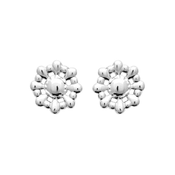 Boucles d’oreilles puces fleur de billes en argent 925 rhodié