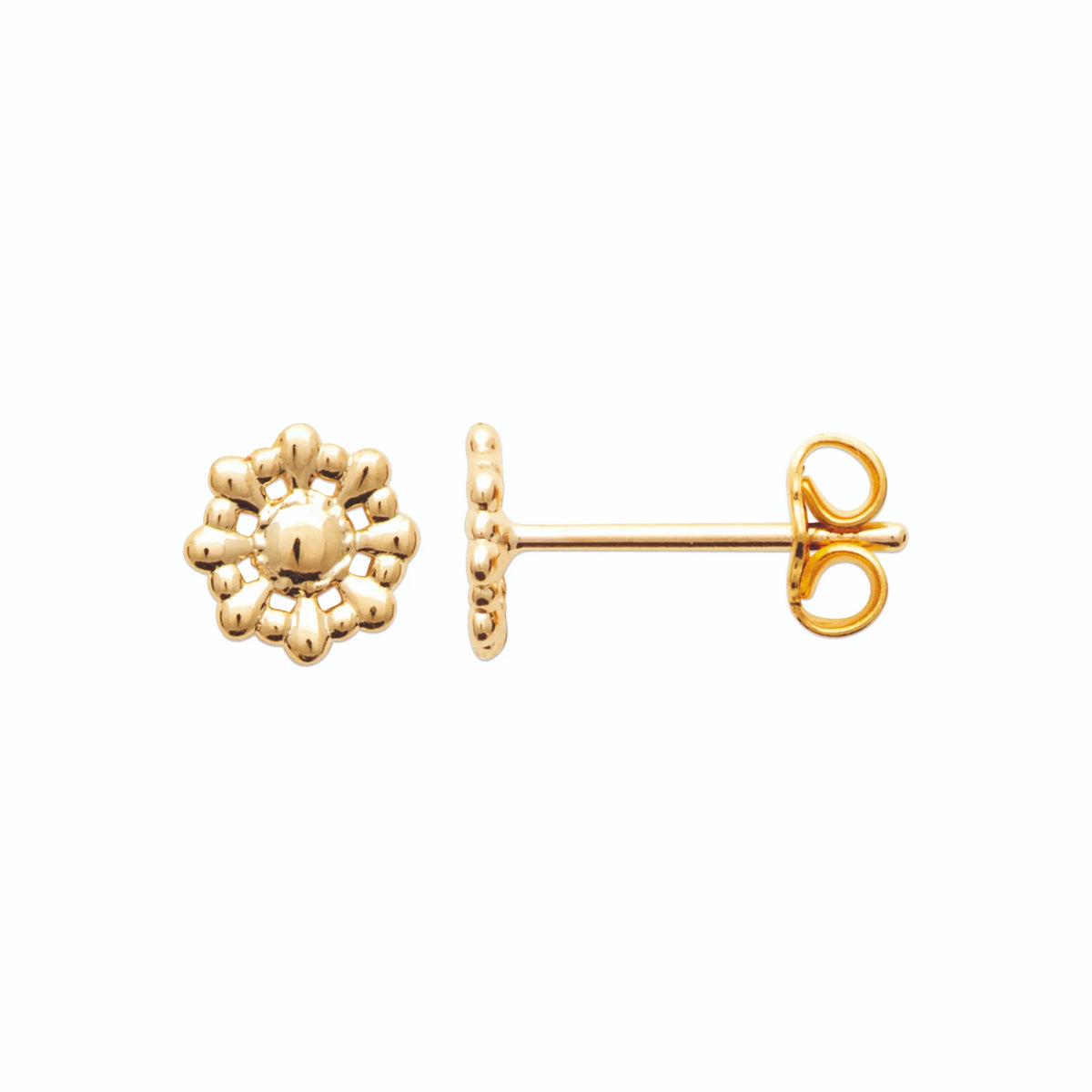 Boucles d’oreilles puces fleur de billes en plaqué or