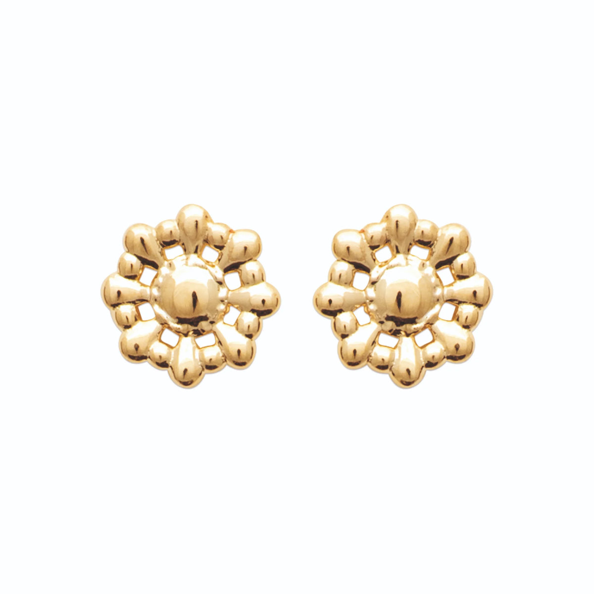 Boucles d’oreilles puces fleur de billes en plaqué or