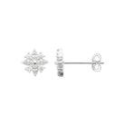 Boucles d’oreilles puces fleur de navettes en argent 925 et zircons