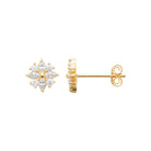 Boucles d’oreilles puces fleur de navettes en plaqué or et zircons