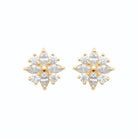 Boucles d’oreilles puces fleur de navettes en plaqué or et zircons