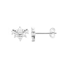 Boucles d’oreilles puces fleur de navettes et zircon en argent 925 rhodié
