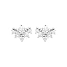 Boucles d’oreilles puces fleur de navettes et zircon en argent 925 rhodié