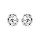 Boucles d’oreilles puces fleur de navettes et zircon central en argent 925 rhodié