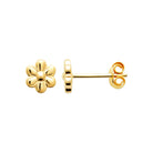 Boucles d’oreilles puces fleur pétales arrondis polie en plaqué or