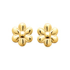 Boucles d’oreilles puces fleur pétales arrondis polie en plaqué or