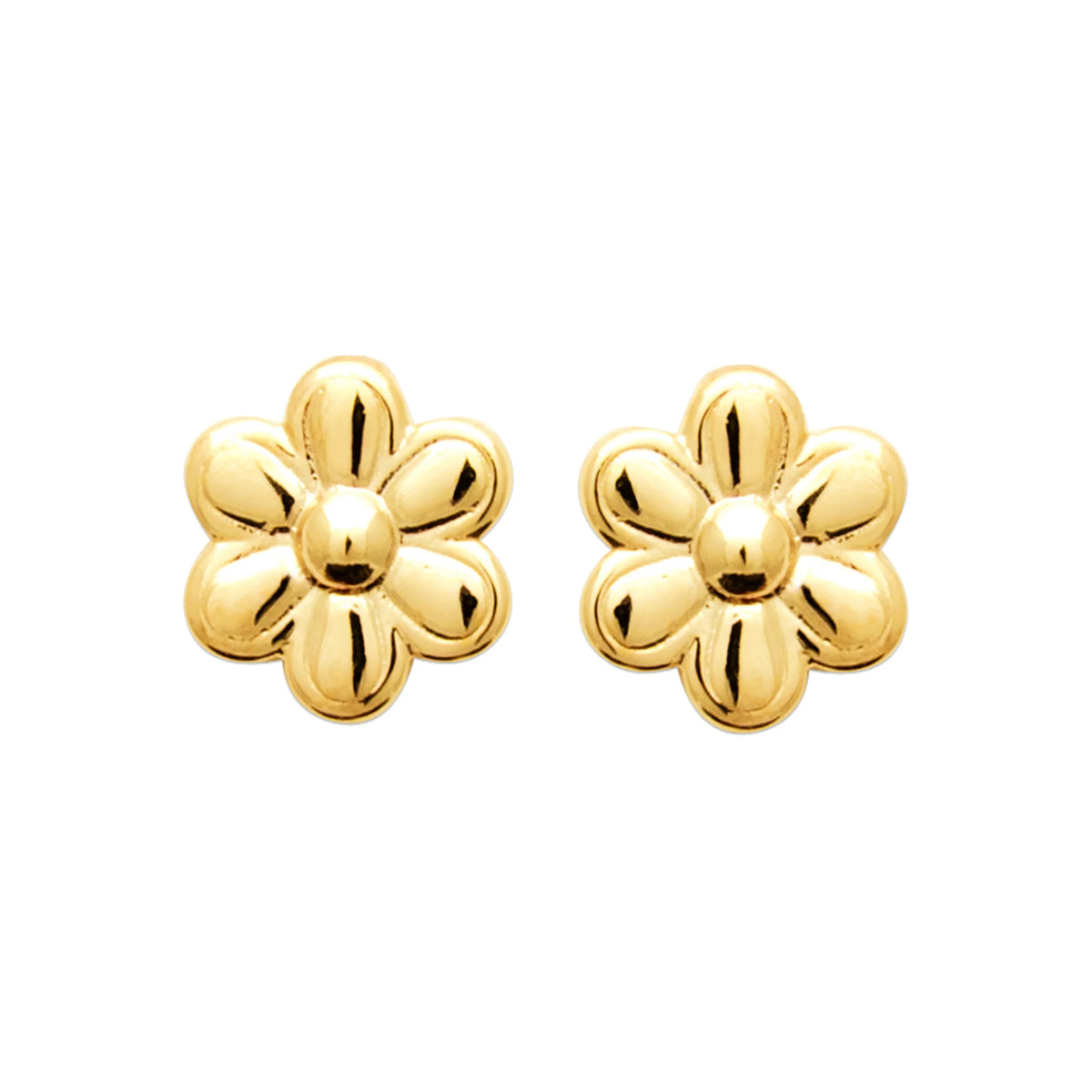 Boucles d’oreilles puces fleur pétales arrondis polie en plaqué or