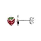 Boucles d’oreilles puces fraise enfant en argent 925 rhodié