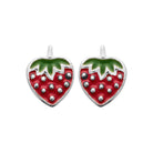 Boucles d’oreilles puces fraise enfant en argent 925 rhodié