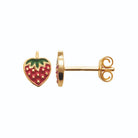 Boucles d’oreilles puces fraise enfant en plaqué or