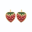 Boucles d’oreilles puces fraise enfant en plaqué or