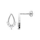Boucles d’oreilles puces goutte ajourée bordée de zircons en argent 925 rhodié