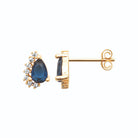 Boucles d’oreilles puces goutte bleu nuit et zircons en plaqué or