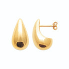 Boucles d’oreilles puces goutte bombée 20 mm en plaqué or, vue de profil