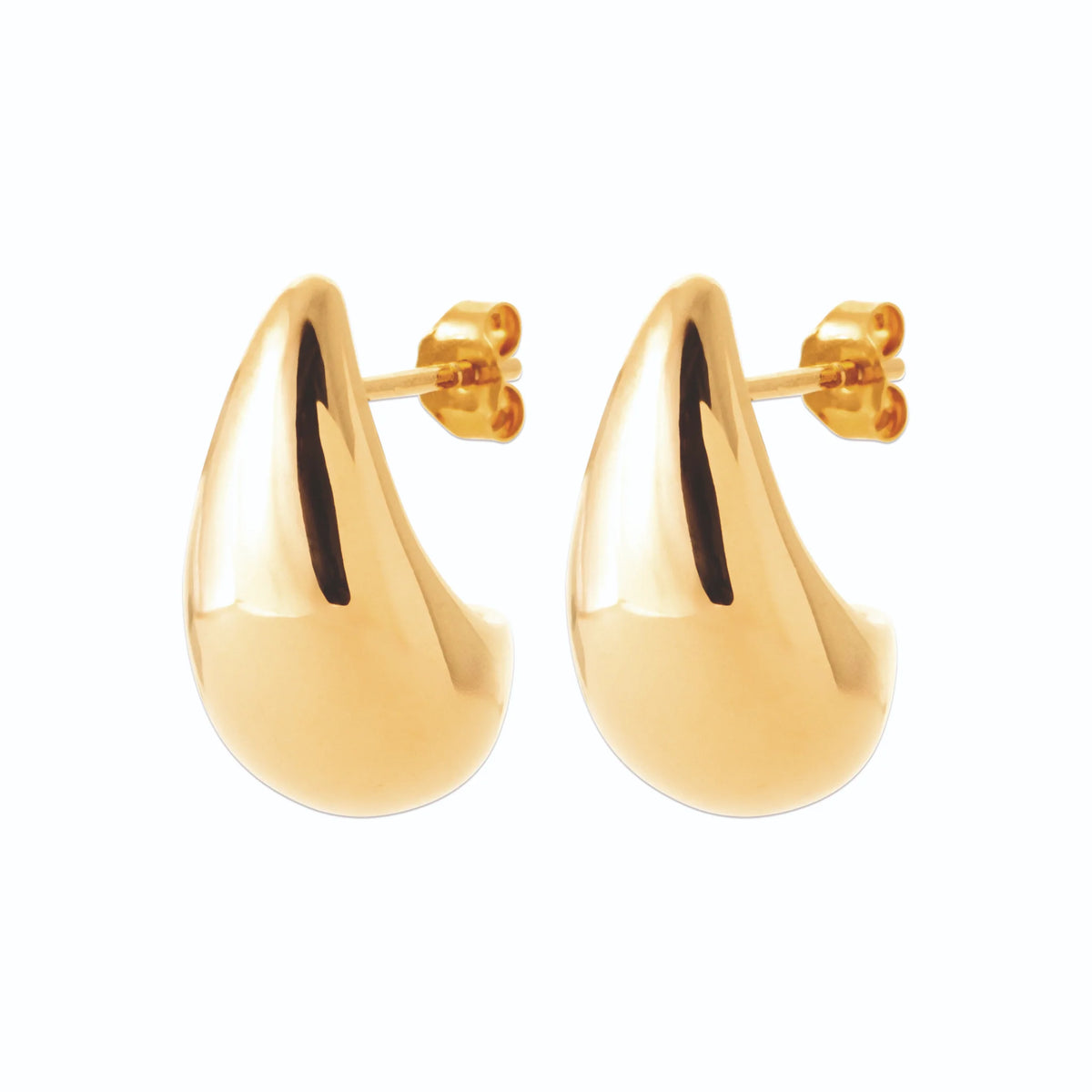 Boucles d’oreilles puces goutte bombée 20 mm en plaqué or