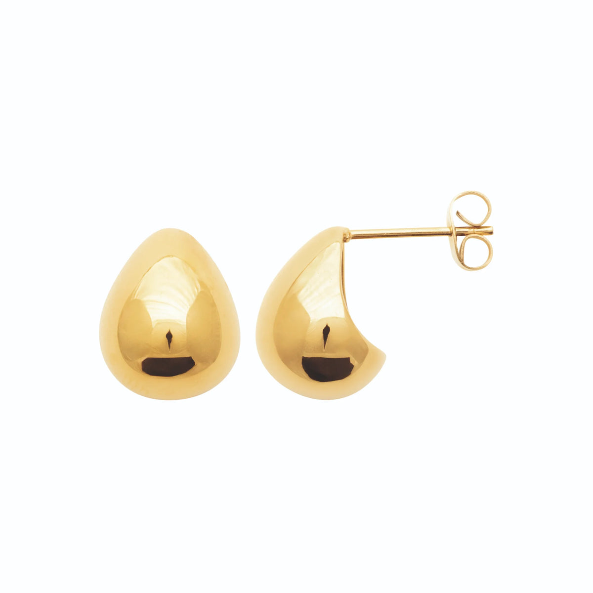 Boucles d’oreilles puces goutte bombée en acier PVD doré