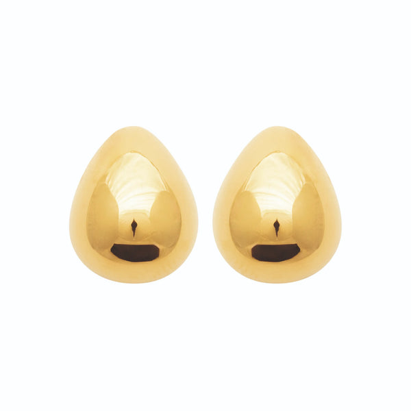 Boucles d’oreilles puces goutte bombée en acier PVD doré