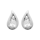 Boucles d’oreilles puces goutte flamme et zircon poire en argent 925 rhodié
