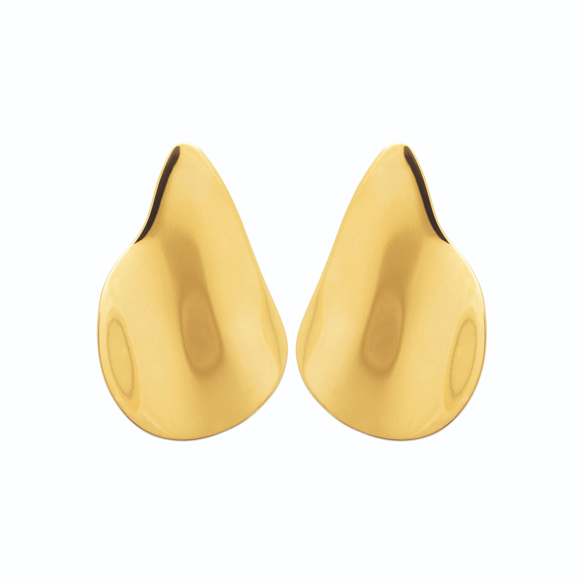 Boucles d’oreilles puces goutte sculptée en acier PVD doré