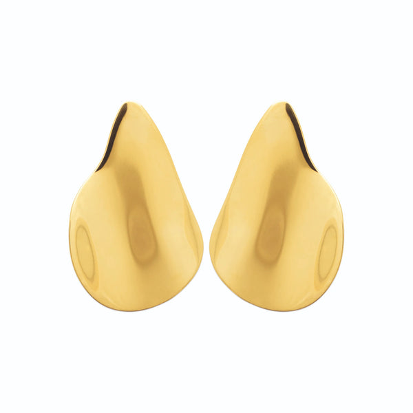 Boucles d’oreilles puces goutte sculptée en acier PVD doré