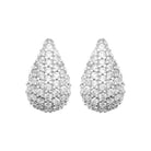 Boucles d’oreilles puces gouttes bombées pavées de zircons en argent 925, vue de face