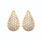 Boucles d’oreilles puces gouttes bombées pavées de zircons en plaqué or
