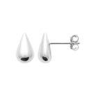 Boucles d’oreilles puces grande goutte bombée en argent 925 rhodié, autre angle de vue