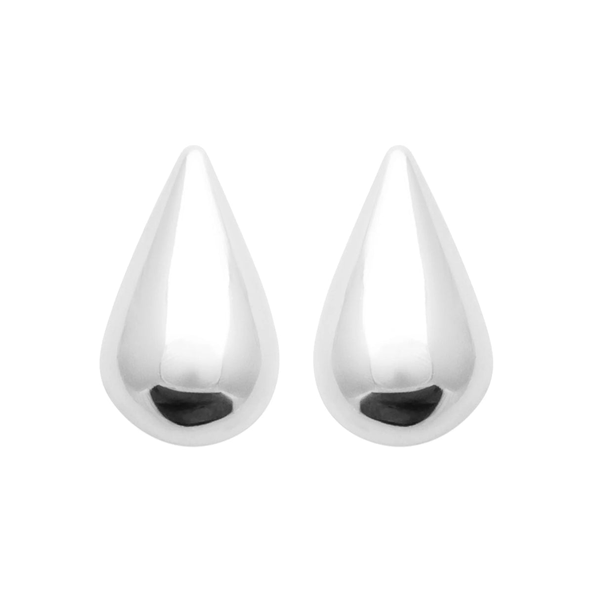 Boucles d’oreilles puces grande goutte bombée en argent 925 rhodié