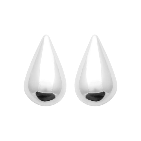 Boucles d’oreilles puces grande goutte bombée en argent 925 rhodié