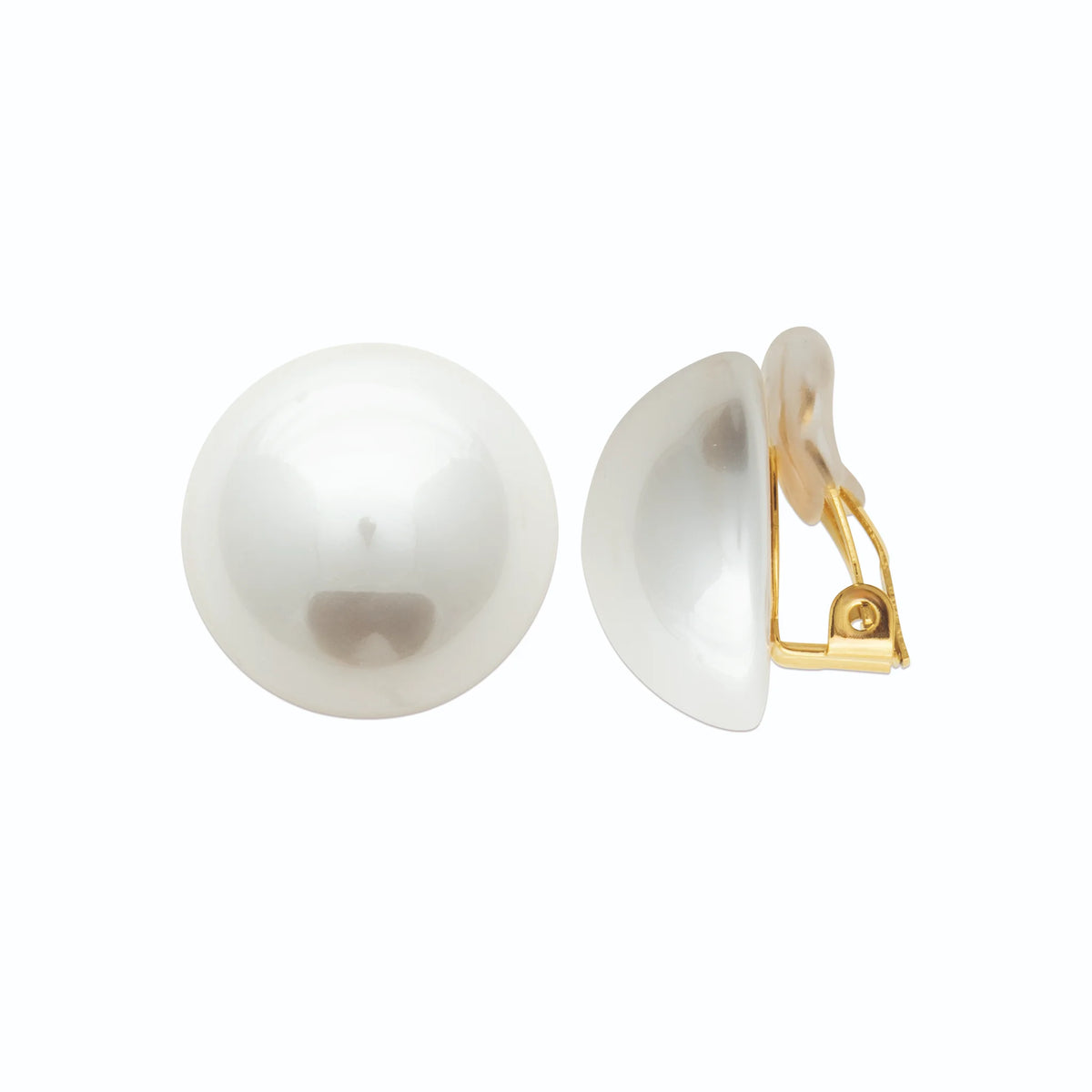Boucles d’oreilles puces grosse perle d’imitation en acier PVD doré