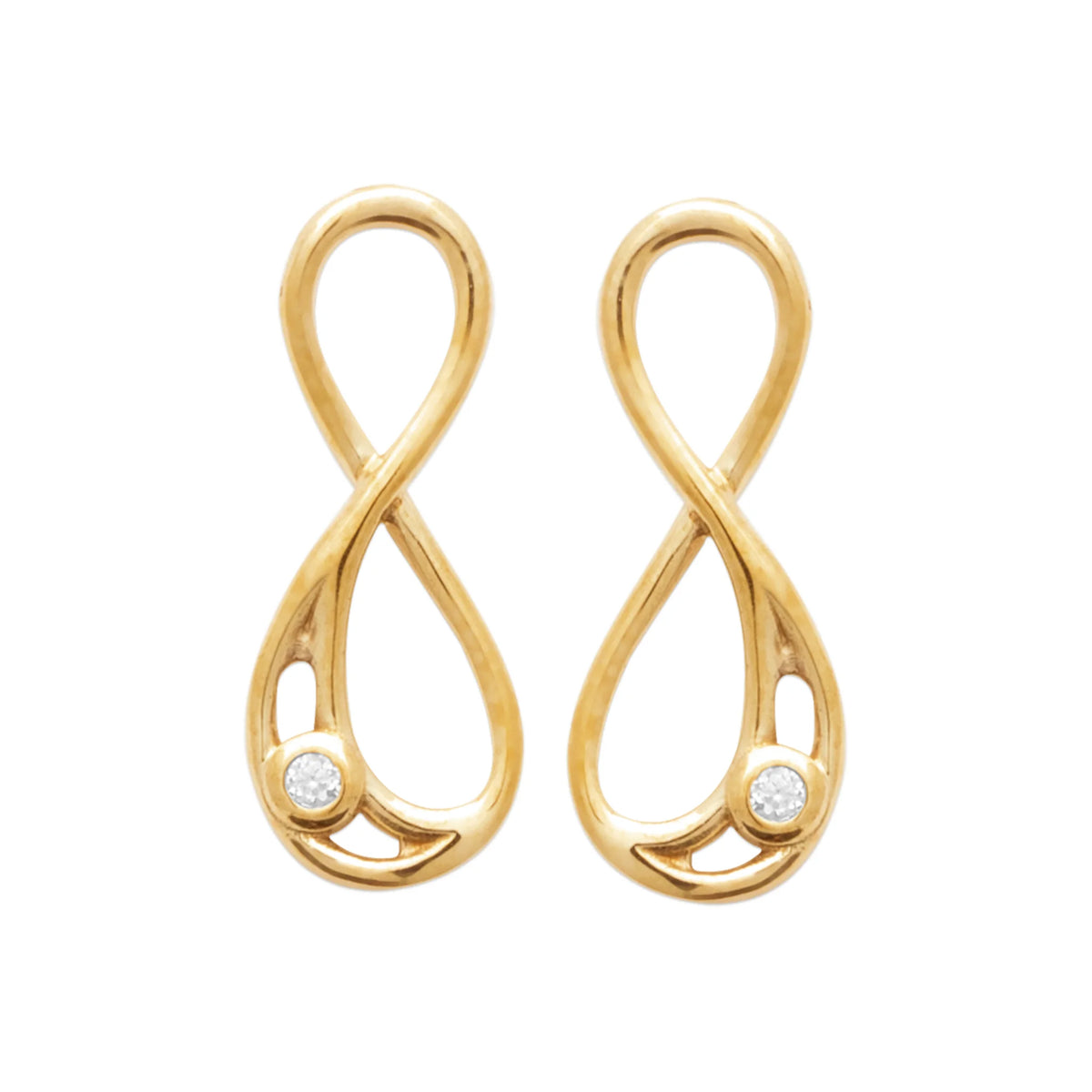 Boucles d’oreilles puces infini ajouré zircons en plaqué or