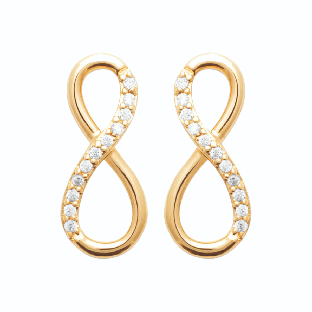 Boucles d’oreilles puces infini pavé de zircons en plaqué or