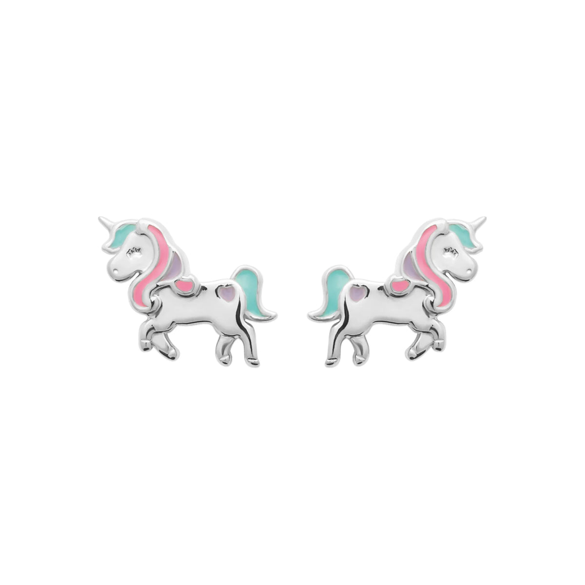 Boucles d’oreilles puces licorne enfant en argent 925 rhodié