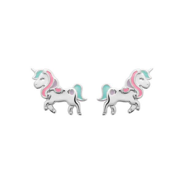 Boucles d’oreilles puces licorne enfant en argent 925 rhodié