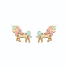 Boucles d’oreilles puces licorne enfant en plaqué or