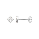 Boucles d’oreilles puces losange de zircons en argent 925, vue de profil