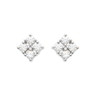 Boucles d’oreilles puces losange de zircons en argent 925, vue de face