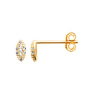 Boucles d’oreilles puces navette pavée de zircons en plaqué or